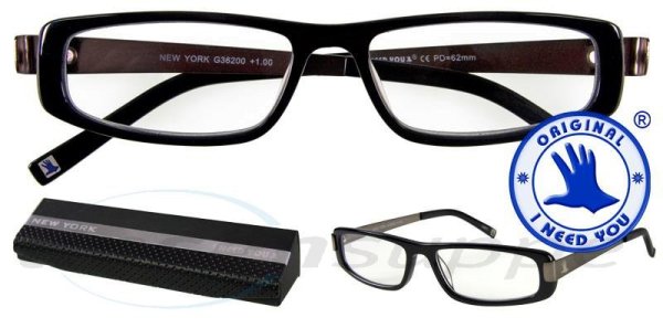 New York Design-Acetatbrille schwarz-gun
