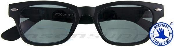 Woody Sun-Bi Retro-Bifokal-Sonnenbrille schwarz grau