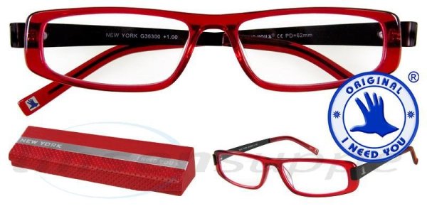 New York Design-Acetatbrille rot-schwarz