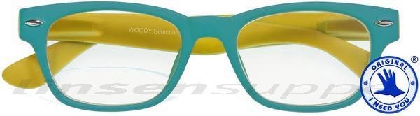 Woody Selection Retro-Kunststoffbrille türkis-gelb