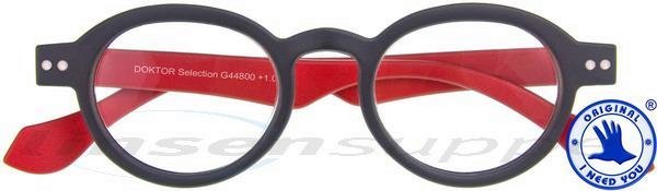 Doktor Selection Retro-Kunststoffbrille anthrazit-rot
